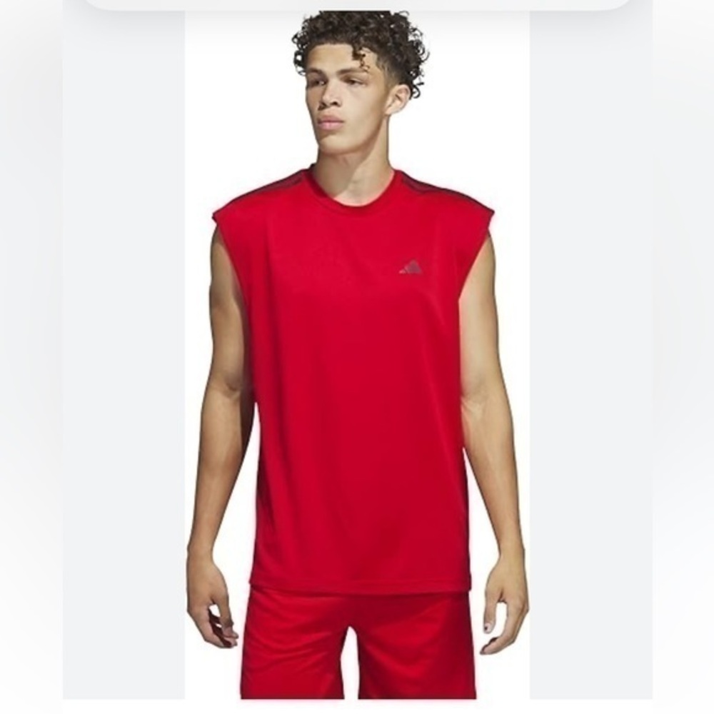 Vintage Adidas Herren All Word Tank Top Tee Jersey Athletic Basketball Red XL